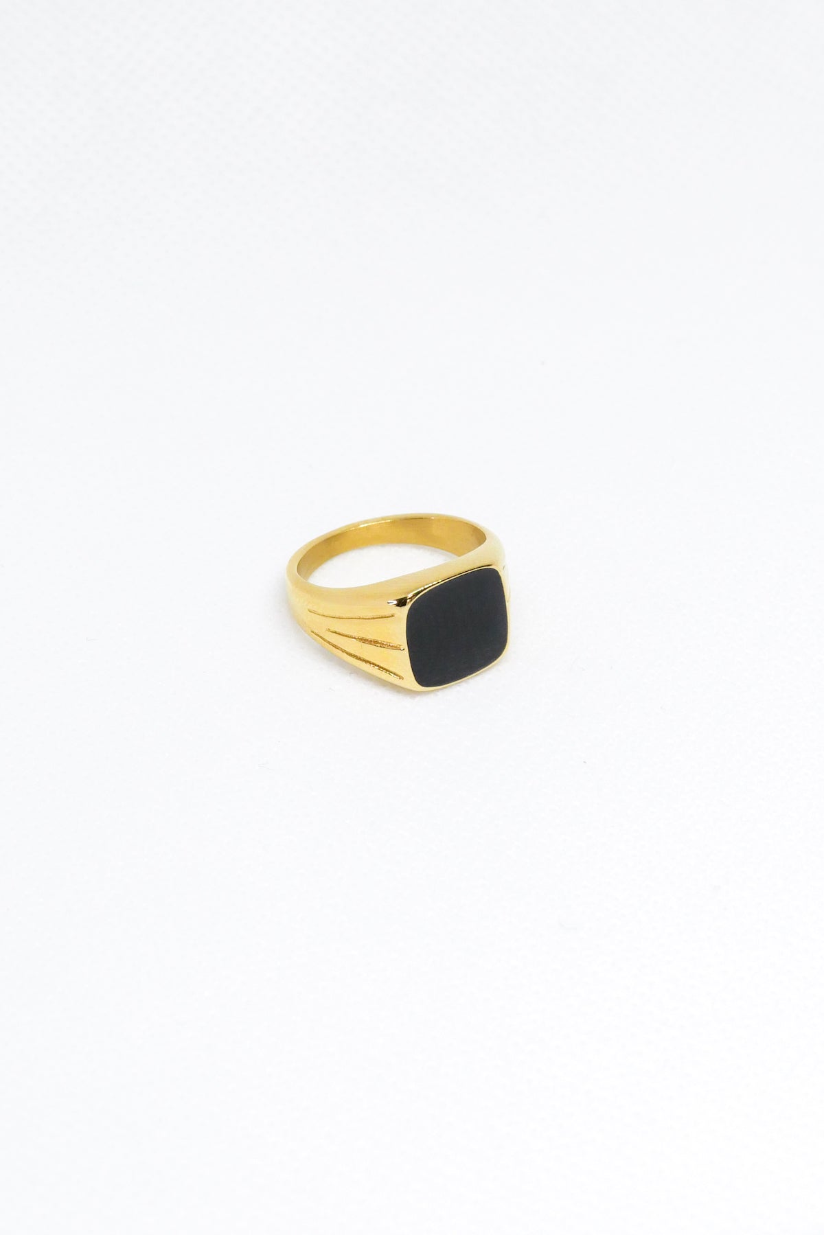 Onyx ring at 45 degree angle view on white background 