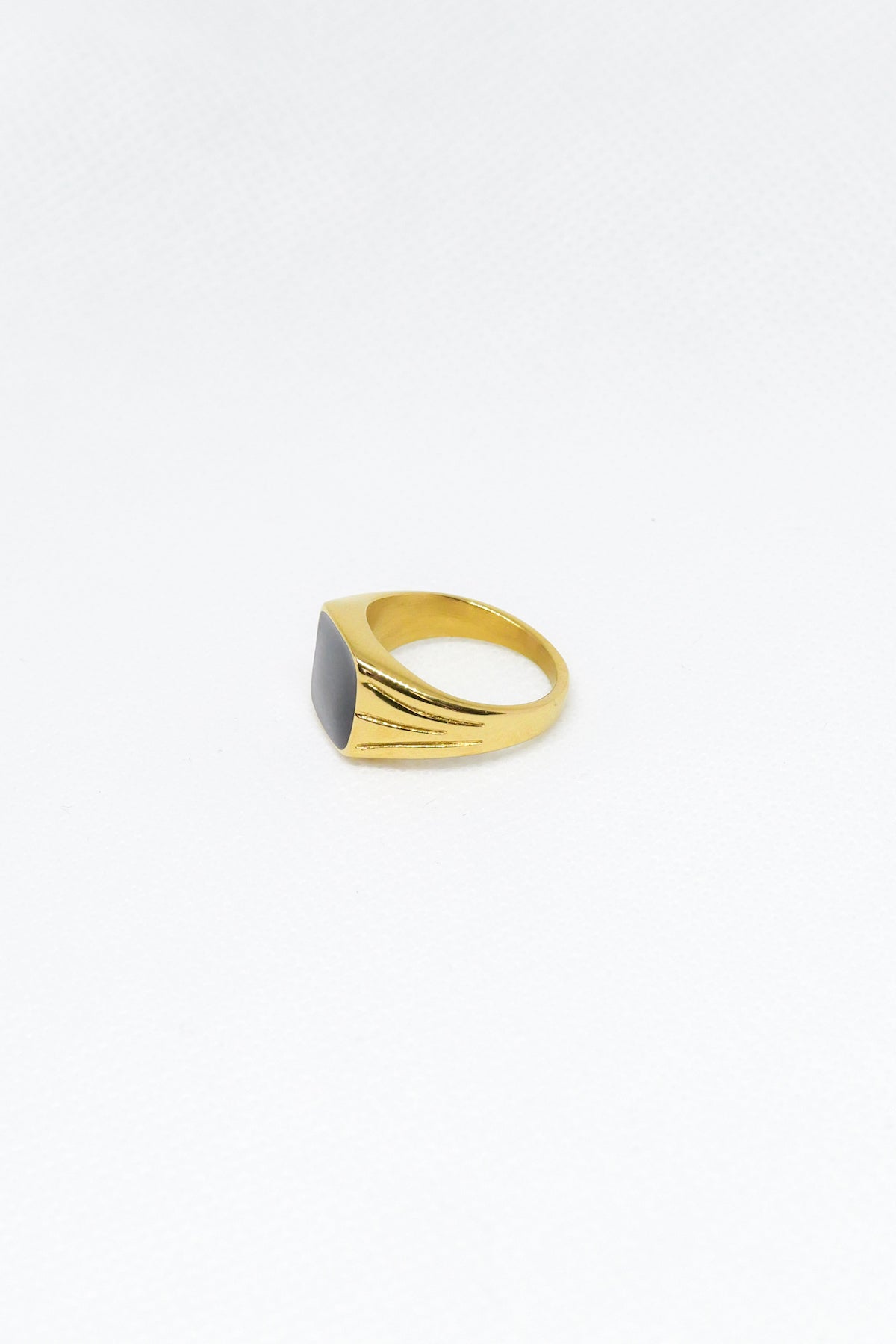 Onyx ring side view on white background 